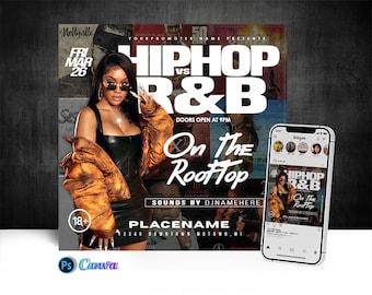 Hip-Hop vs R&B Flyer, Edit On Cava And Photoshop