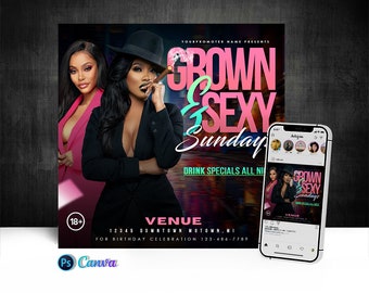 Grown And Sexy Flyer, Editable On Cava And Photoshop
