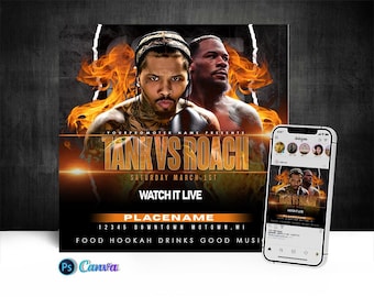 Gervonta Davis vs Lamont Roach  Flyer, Edit On Cava And Photoshop Fight Party Fight Night Flyer