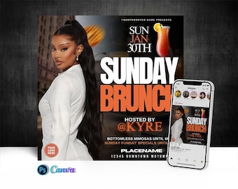 Sunday Brunch Flyer, Edit On Cava And Photoshop