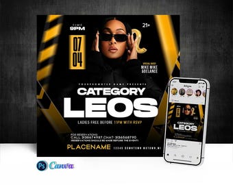 Category Leo Party Flyer, Edit On Cava And Photoshop