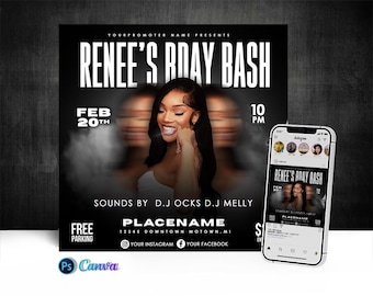 Birthday Flyer, Birthday Party Flyer, Editable On Cava And Photoshop