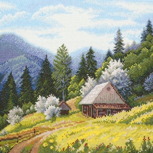 Counted Cross Stitch Kit 13.8&quot;x10.24&quot; - Carpathian Spring - Aida 14Ct