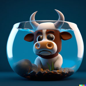 3D render of a cute ox
