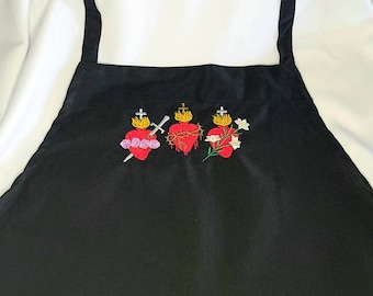 Hearts of the Holy Family black apron