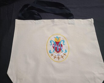 Our Lady of Sorrows embroidered canvas bag