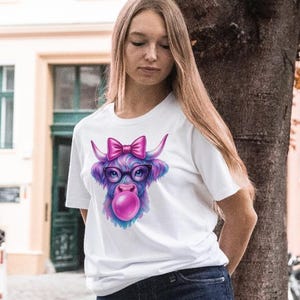 Cow Bubblegum Tshirt Design, Holographic Png, Sublimation Designs for Shirts, Trending, Instant Digital Download