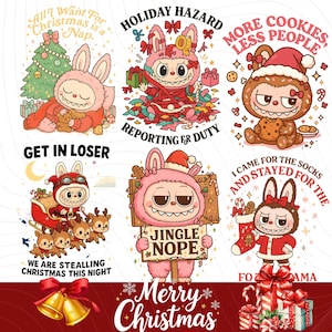 Christmas Labubu Mega Bundle PNG Clipart for Holiday Sublimation, Labubu Christmas Clipart, Cute Labubu Monster PNG, Xmas Digital Art Design