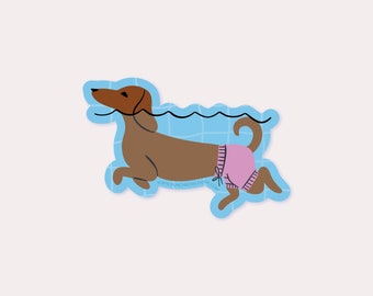 Swimming Dog Vinyl Sticker