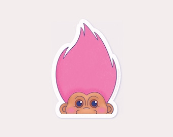 Pink Troll Doll Vinyl Sticker