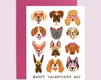 Valentine's Day Dogs Card, Greeting Card for boyfriend or girlfriend, Card for Spouse