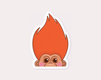 Orange Troll Doll Vinyl Sticker