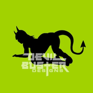 SVG Back view of silhouette demon girl on her knees, clipart, instant download