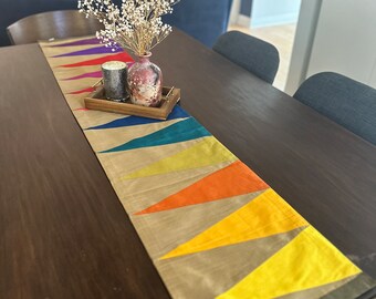 Table runner, dual side, housewarming gift l multicoloured,  table decor, 13x60 | Indian | global | Diwali I Gift|boho