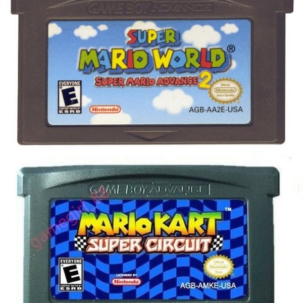 Super Mario World + Mario Kart Super Circuit 2 Nintendo GBA Advance Games