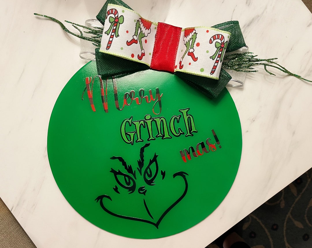 Grinch Door Hanger Grinch Door Sign Grinch Christmas Door Etsy