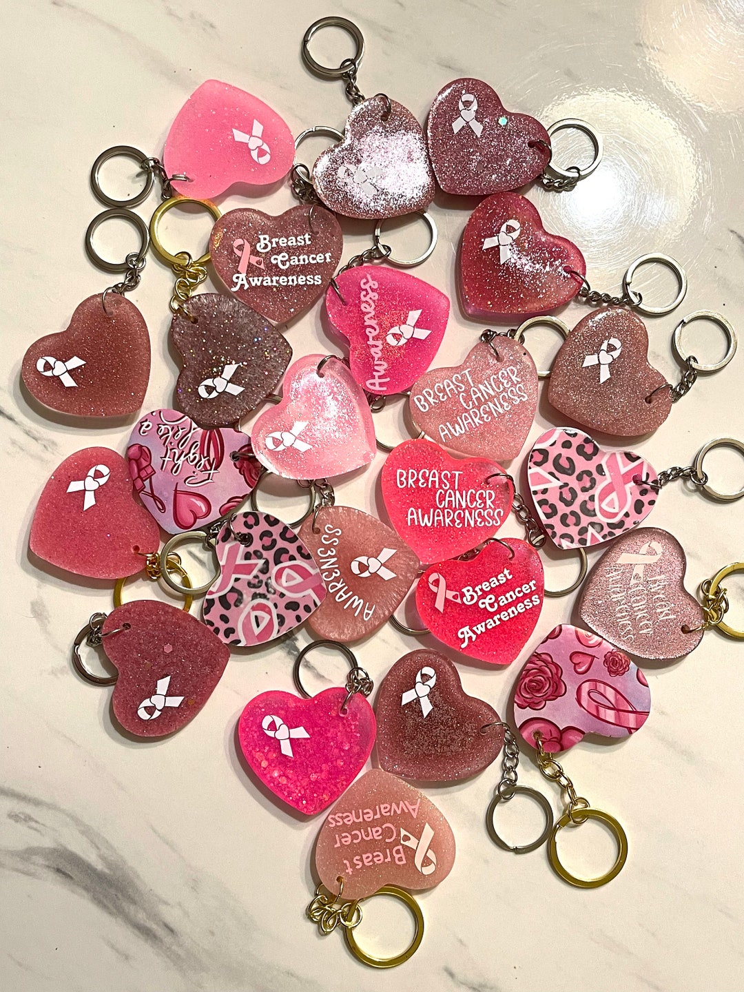 Breast Cancer Awareness Keychains Breast Cancer Keychains Etsy