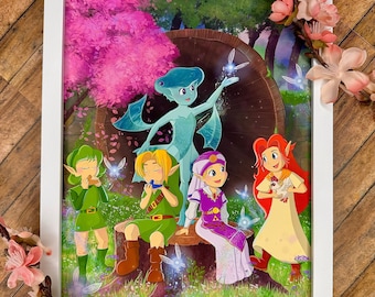 Zelda Ocarina of Time Art Print, Link, Zelda, Nintendo 64 Wall