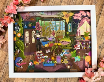 Picture Perfect Plant Shop Art Print, Botanical Wall Art, Digital Art Wall Decor, Gaming and Movie Fan Art