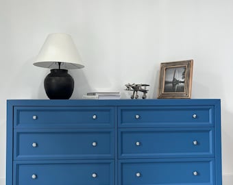 SOLD Refinished Vintage Blue Dresser  6-drawer Mid-century Modern Storage  Cabinet - Etsy
