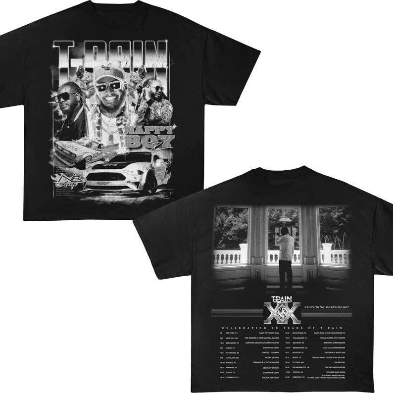 Discover T-Pain TP20 Tour 2025 Celebrating 20 Years Music Career Double Sided T-Shirt