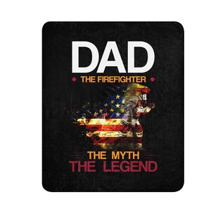 Firefighter Dad Fireman Plush Throw Fleece Sherpa Blanket, Firefighter Gift, Fireman Blanket, Throw Blanket, Fireman Gift, Sherpa Blanket