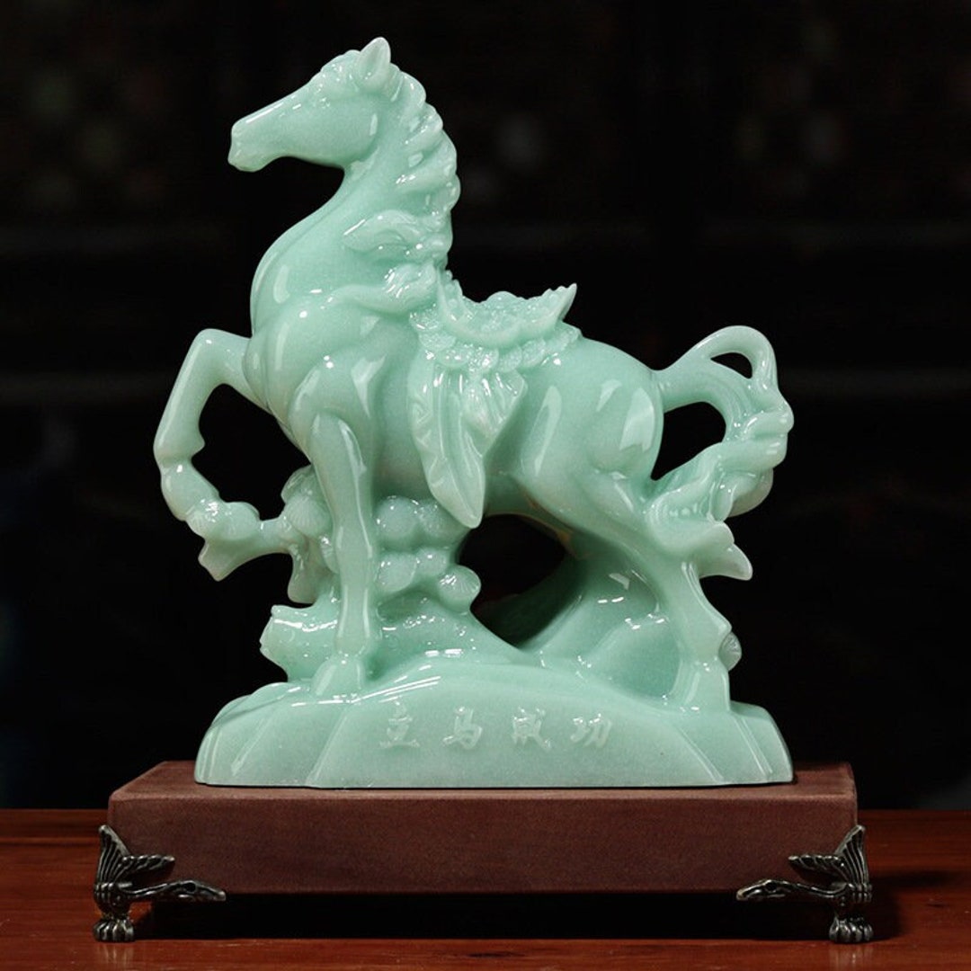 Green Jade Horse Sculpture Hand Carved High Quality Statue Etsy