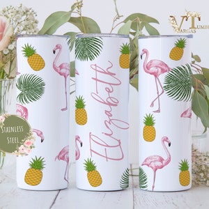 Personalized Tropical Flamingo Tumbler For Flamingo lover, Custom Animal Tumblers, Personalized Flamingo Tumbler Gift, Flamingo Gift For Her