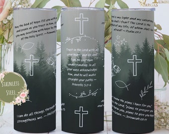 Nature Bible Affirmation Tumbler, Positive Affirmation Gift For Her, Bible Quote 20oz Tumbler Christian Gifts For Women, Mom Travel Mug Gift