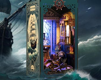 DIY Seabed Riddle Book Nook Kit, Riddle on the Seabed Theme Miniature Bookshelf Insert, Gift