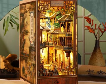 Book Nook Kit, DIY Miniature Wooden Town, Cultural Gift, Historic Chinese Town Book Nook, DIY Miniature Kit, Cultural Decor