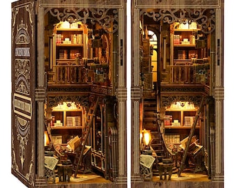 DIY Wooden Nook Kit, Ancient Book Nook Kit, Ancient Book Collection Room, 3D Miniature Model, Book Collection Room, 3D Miniature Model