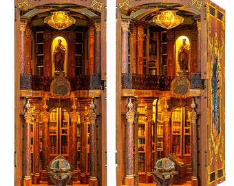 DIY Monastery Library Book Nook Kit, DIY Miniature Kit, Miniature Bookshelf Insert, Gift