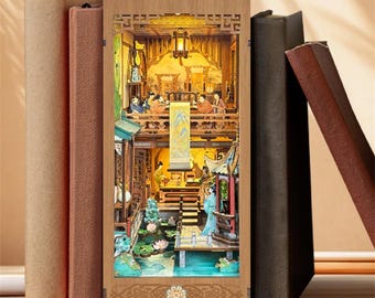 DIY Wooden Song Dynasty Book Nook Kit,  Bookshelf Insert, Miniature Bookshelf Insert, Gift, Gift for Friends