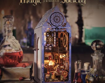 DIY  Book Nook Kit, Miniature Bookshelf Insert, Gift, Wizard's Study Book Nook, DIY Miniature Kit, Magical Decor, Bookend Gift