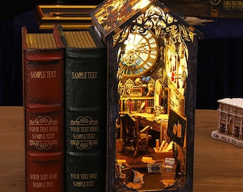 DIY Wooden Detective Agency Book Nook Kit, Miniature Building, Bookshelf Insert, Handmade Gift