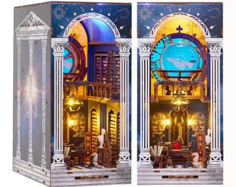 Astronomy Book Nook, DIY Miniature Kit, Celestial Decor, Lighted Bookends, Gift for Friends