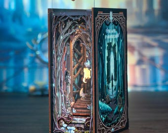 Book Nook Kit, DIY Miniature House, Dust Cover, Enchanted Wonderland Book Nook, DIY Miniature Kit, Fantasy Decor