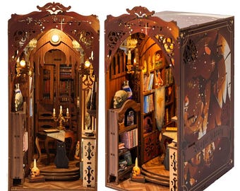 DIY Magic Library Book Nook Kit, Miniature Wizard Library, Bookend Gift, Enchanted Library Book Nook, DIY Miniature Kit