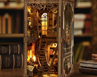 DIY Wooden Greenfield Mystery Book Nook Kit, Miniature Bookshelf Insert, Miniature Building, Gift for Friends