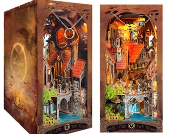 Kit de rincón de lectura de El Señor de los Anillos, miniatura DIY de Spirit Valley, regalo de sujetalibros, rincón de lectura de Magic Ring Valley, kit de miniaturas DIY, decoración de fantasía