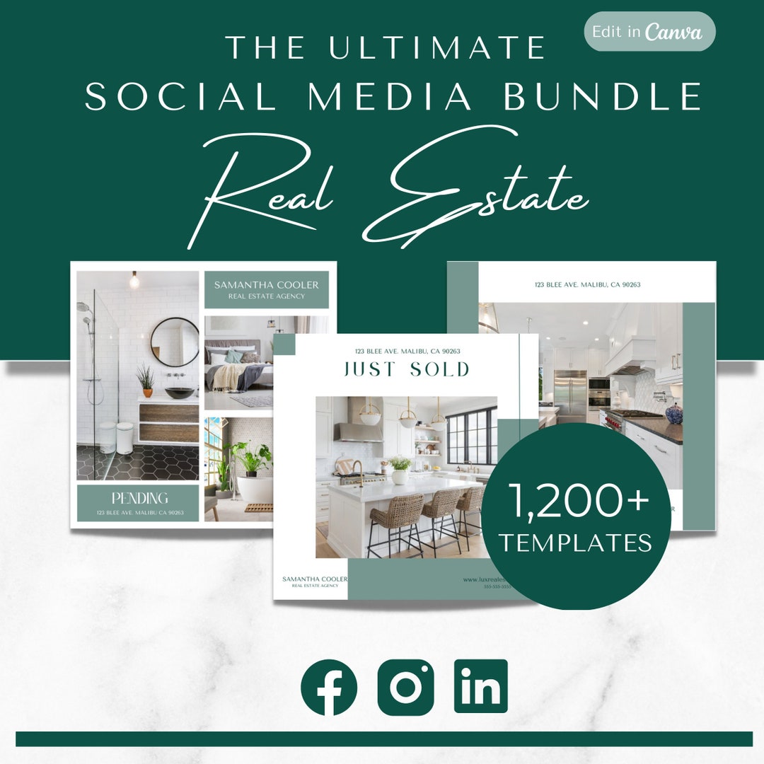 Realtor Social Media Bundle, Realtor Marketing, Real Estate Instagram ...
