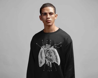 Halloween Collection Vintage Medical Illustrations | Heart and Lungs | Crewneck Sweatshirt | Made in LA | Unisex Sizes XS-2XL