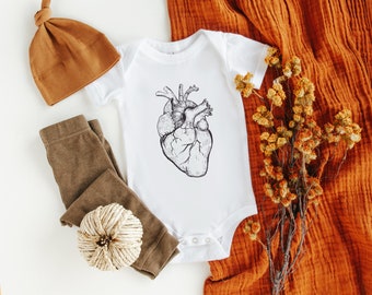 Anatomical Heart Infant Bodysuit | Vintage Scientific Illustration | Ethically Made in LA | Sizes 3-6m to 18-24m