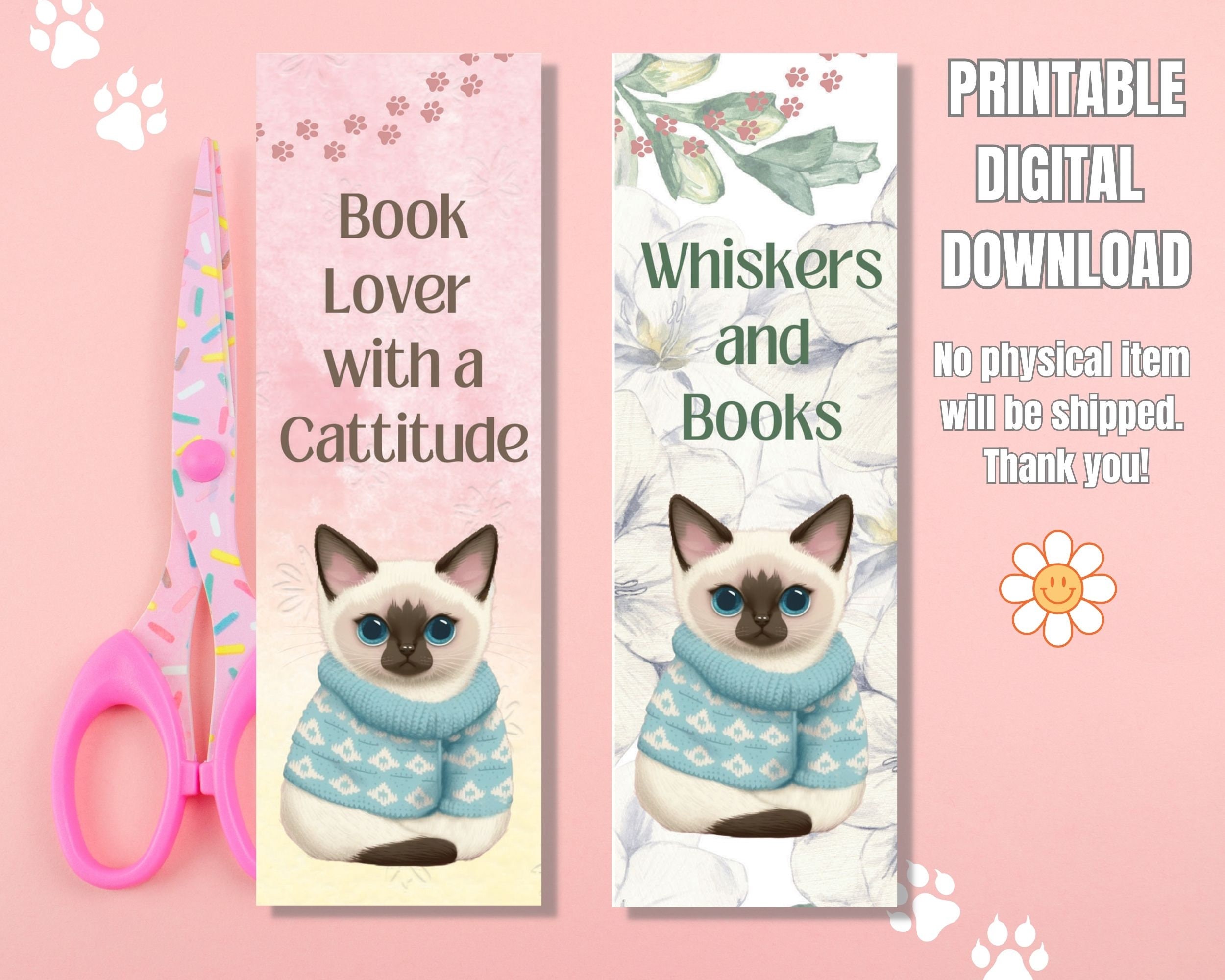 Cat Bookmark Printable Printable Cat Bookmark Digital Download Cat Bookmark Printable Printable Cat Bookmark Digital Download