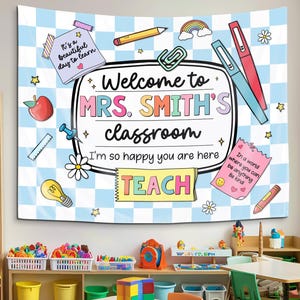 Custom Teacher Classroom Tapestry, Welcome To Class Banner, Teacher Classroom Tapestry Wall Decor, Back to School Tapestry, Custom Tapestry
