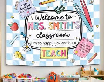 Custom Teacher Classroom Tapestry, Welcome To Class Banner, Teacher Classroom Tapestry Wall Decor, Back to School Tapestry, Custom Tapestry