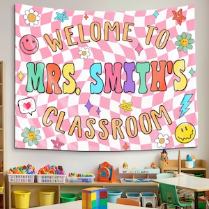 Custom Teacher Name Tapestry, Teacher Gift, Classroom Decor,Custom Tapestry, Welcome to Class Decor, Personalized Teacher Classroom Tapestry