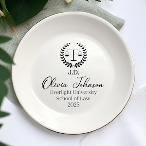 Personalized Law Degree Graduation Gift, Lawyer Jewelry Dish, Scale of Justice Trinket Dish,Law School Graduate Favors, Gifts for New Lawyer