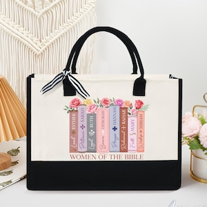 Personalized Women Of The Bible Tote Bag, Christian Women Gift, Floral Books Christian Gift, Gift for Christian Women Bible Verses Scripture